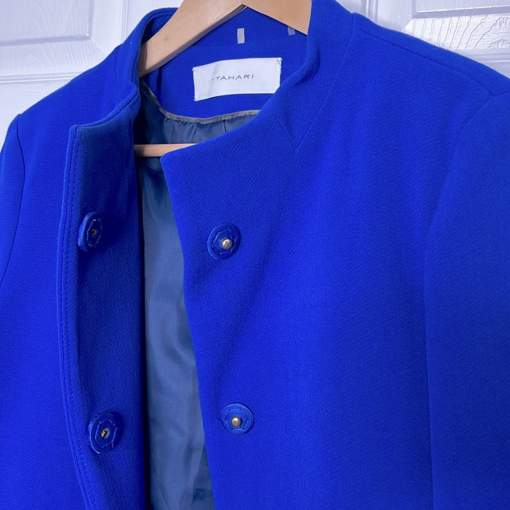 T Tahari Cobalt Blue Large Snap Button Closure Si… - image 4